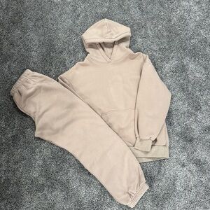 Women's Beige Hoodie and Sweatpants Set